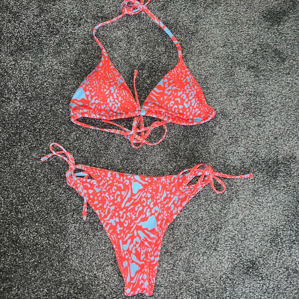 Orange and blue bikini
